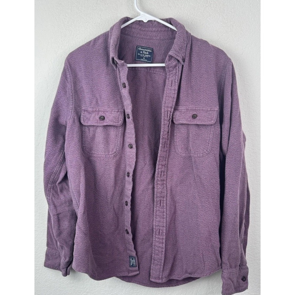 Abercrombie & Fitch Purple Textured Button-Up Shirt Jacket Mens M Layers Outdoor
